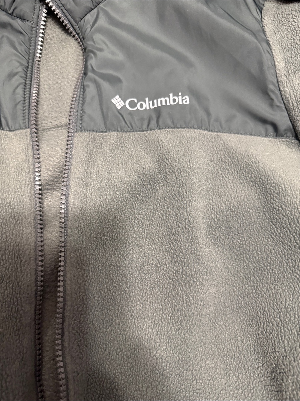 Columbia Gray Fleece Jacket with Black Shoulder Panels